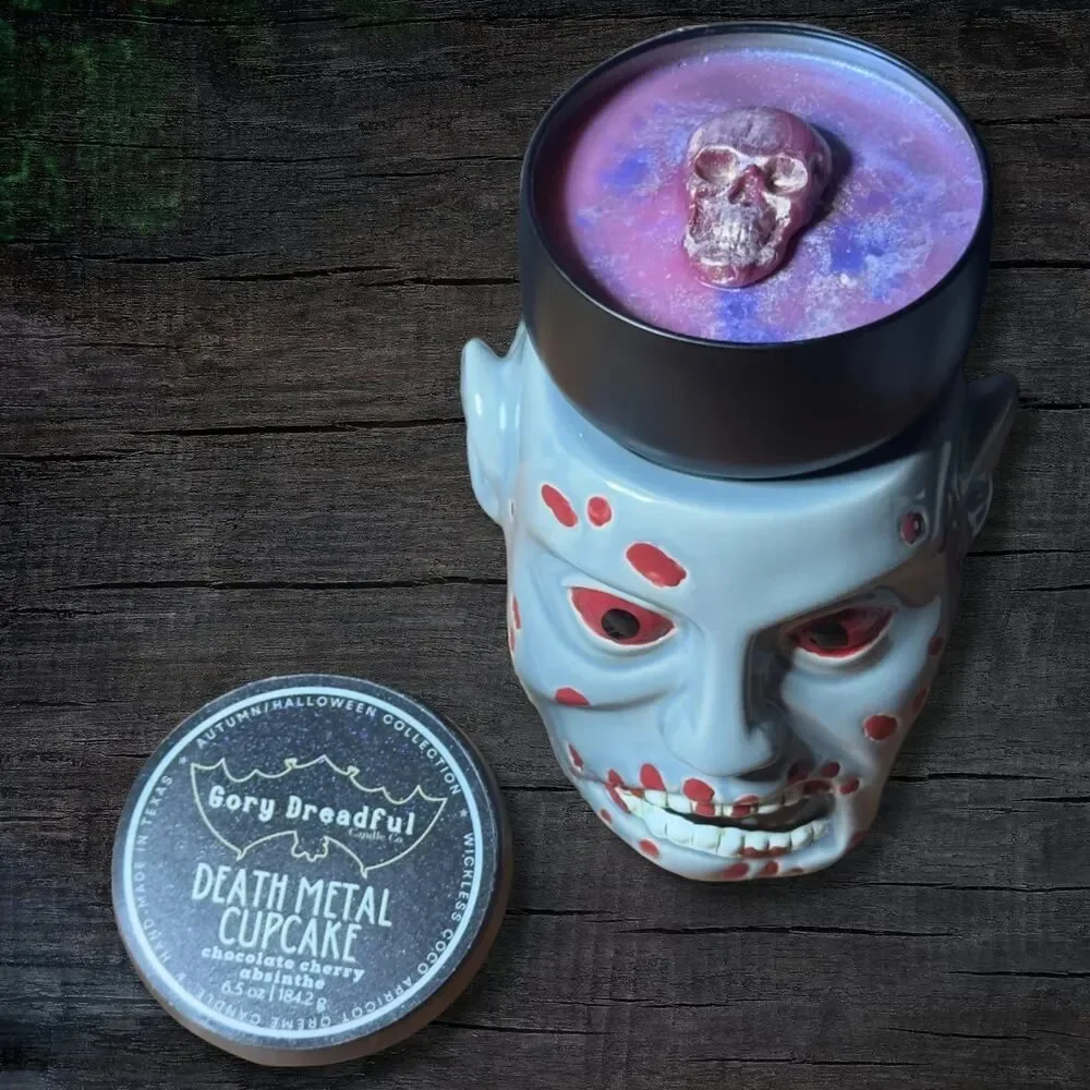 Death Metal Cupcake Wickless Candle: Chocolate Cherry Absinthe Scent